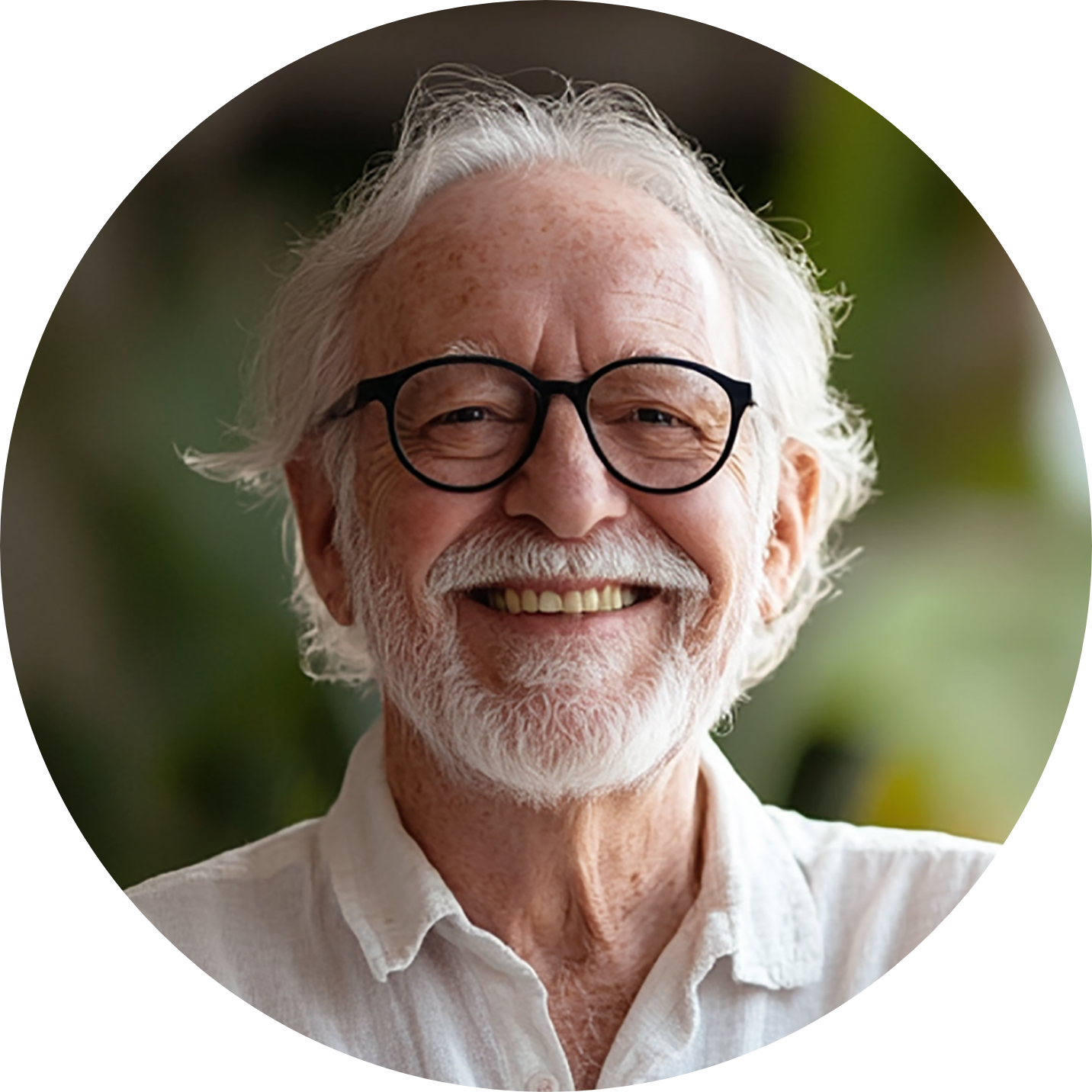 man with glasses white shirt with beard